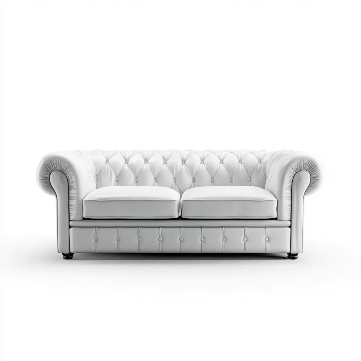 Divano 2 posti Chesterfield bianco in pelle sintetica PU 180 x 90 x 75 cm rettangolare